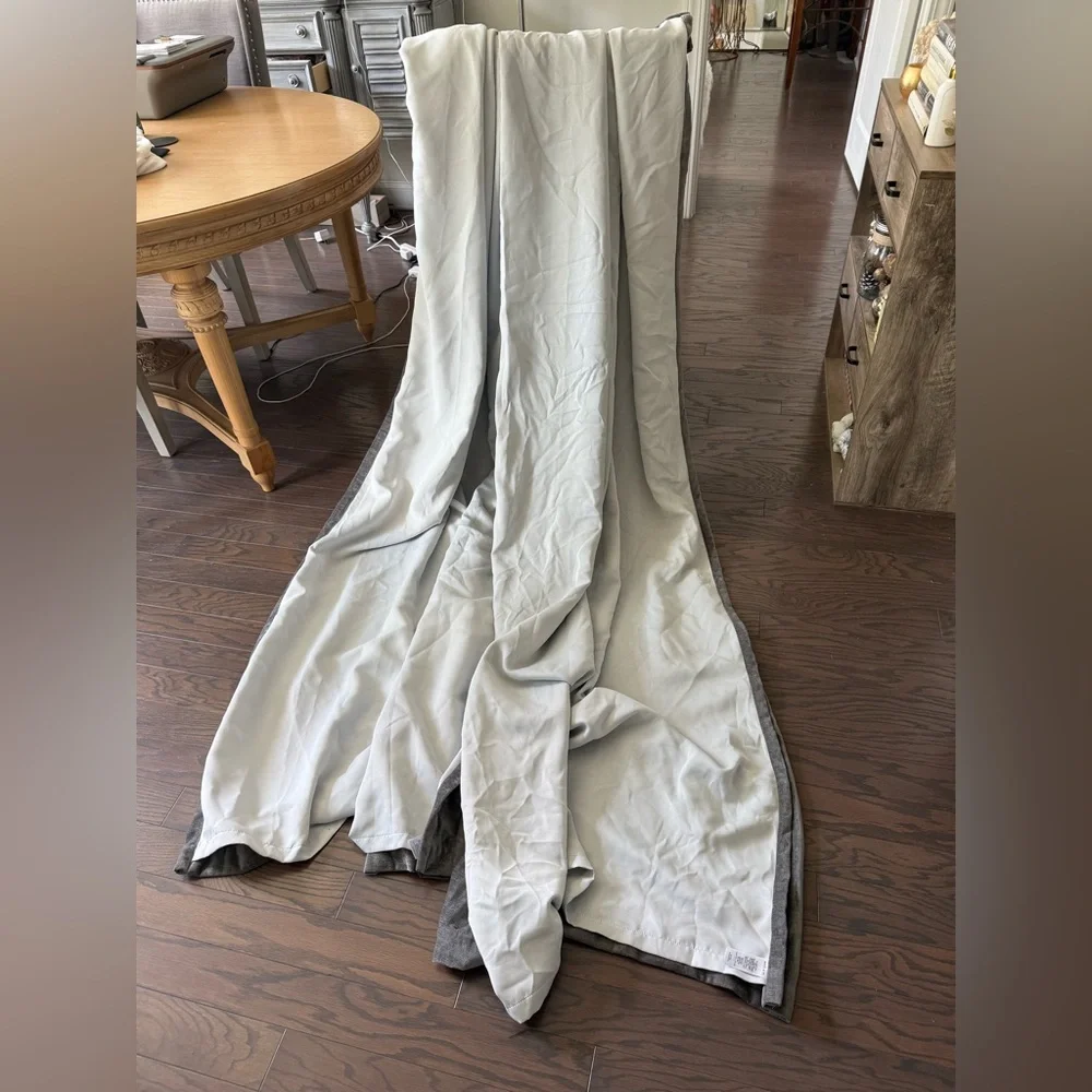West Elm 2 Worn Velvet Blackout Curtain Panels Charcoal Grey Metal 48x96